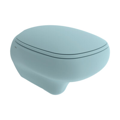 אסלה תלויה Bocchi מעוצבת Rimless צבע כחול קרח מט עם מושב הידרולי נשלף דגם FENIS